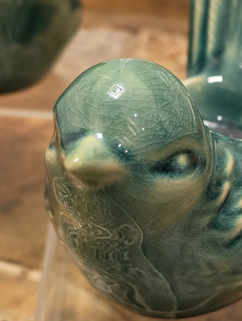 Vintage Turquoise Ceramic Bird Candle Holders Planters Pair